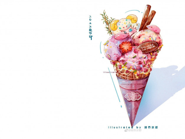 Обои картинки фото рисованное, еда, мороженое, рожок
