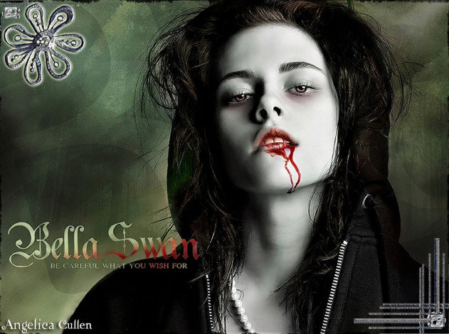 Обои картинки фото кино фильмы, the twilight saga,  new moon, белла, кровь, лицо, вампир