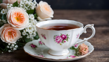 Картинка еда напитки +чай цветы чай чашка блюдце