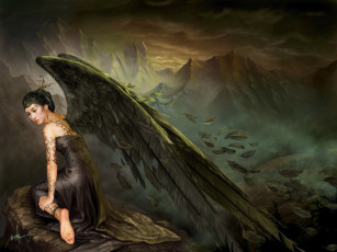 Картинка black angel фэнтези ангелы