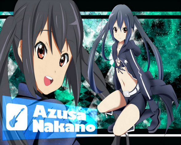 Обои картинки фото аниме, black, rock, shooter, nakano azusa, k-on