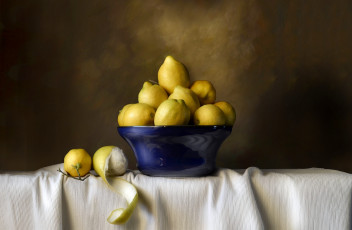 Картинка еда цитрусы кожура миска желтый лимоны