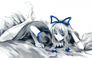 Картинка рисованые аниме touhou синий девушка