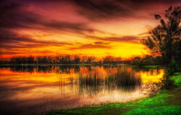Картинка природа восходы закаты зарево озеро небо