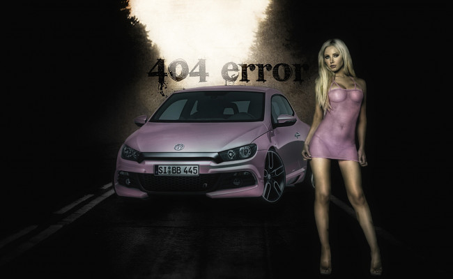 Обои картинки фото автомобили, авто, девушками, девушки, дорога, лес, темнота, eror, 404