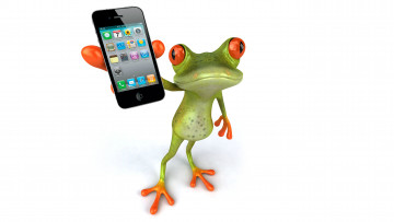 Картинка 3д+графика animals+ животные лягушка телефон iphone 4s