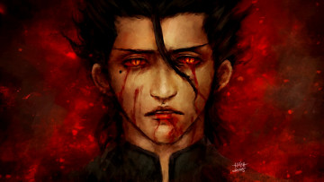 Картинка аниме fate zero кровь слуга парень арт лансер взгляд лицо