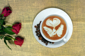 Картинка еда кофе +кофейные+зёрна рисунок зерна розы