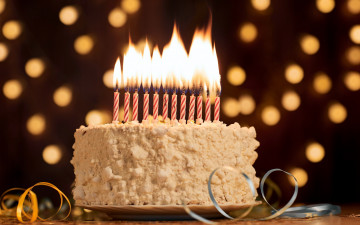 обоя праздничные, день рождения, свечи, торт