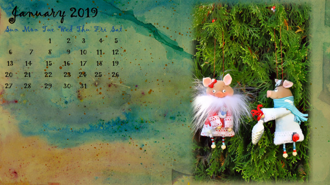 Обои картинки фото календари, праздники,  салюты, шишка, свинья, елка, игрушка, поросенок