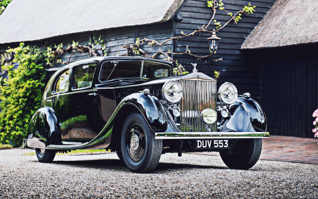 Обои картинки фото автомобили, rolls-royce, phantom, 3, saloon, 4k, ретро, 1936, года, mulliner, 3ax79, rolls, royce
