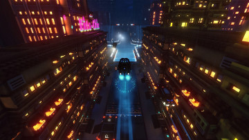 Картинка видео+игры cloudpunk город огни транспорт