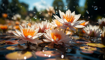 Картинка 3д+графика цветы+ flowers лотос цветы вода