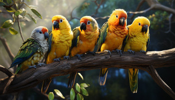 Картинка 3д+графика животные+ animals птичка попугай фон