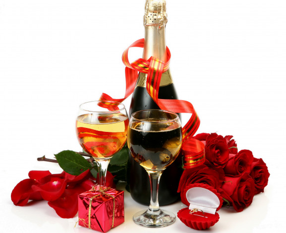 Обои картинки фото еда, напитки, вино, шампанское, розы