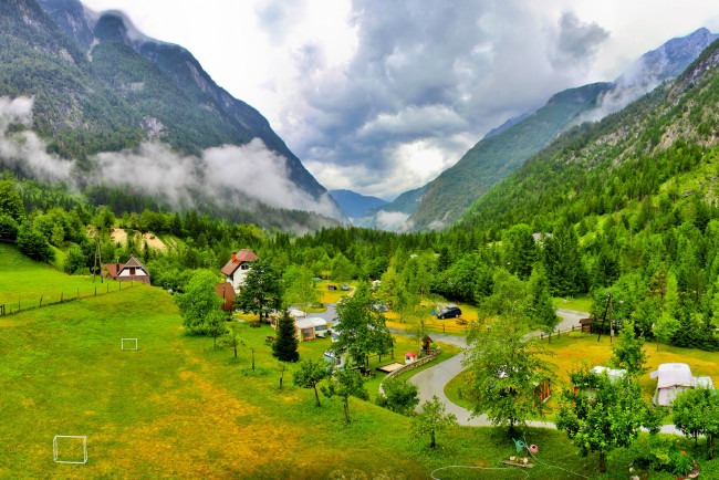 Обои картинки фото словения, bovec, природа, пейзажи, стоянка, горы