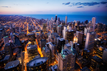 Картинка города Чикаго+ сша дома Чикаго огни ночь