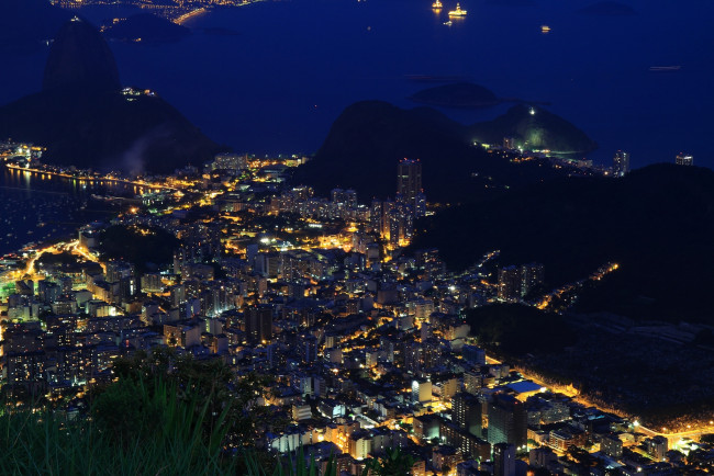 Обои картинки фото города, рио-де-жанейро , бразилия, ночь