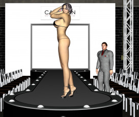 Картинка 3д+графика люди+ people взгляд девушка фон мужчина подиум