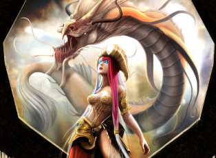 Картинка фэнтези красавицы+и+чудовища фантастика арт девушка взгляд дракон