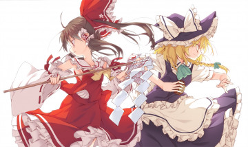 Картинка аниме touhou ina kirisame marisa hakurei reimu