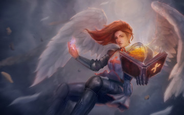 Картинка фэнтези ангелы фантастика арт ангел крылья доспехи магия книга