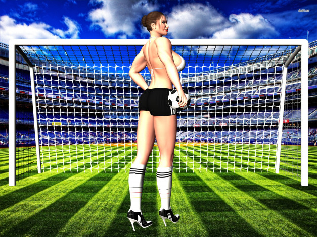 Обои картинки фото 3д графика, спорт, девушка, взгляд, фон, мяч
