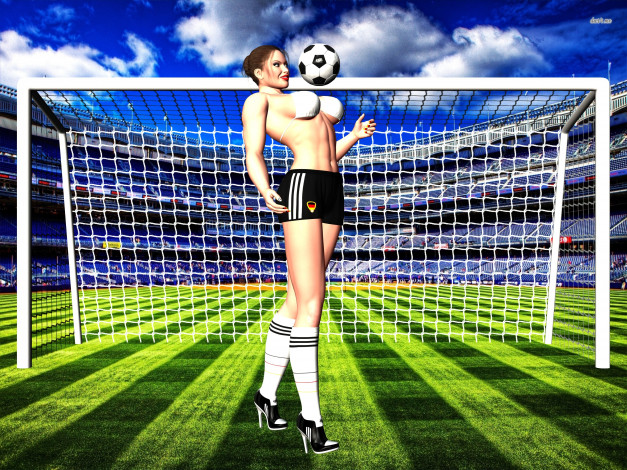 Обои картинки фото 3д графика, спорт, девушка, взгляд, фон, мяч