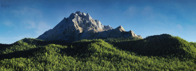 Обои картинки фото 3д графика, природа , nature, горы, лес