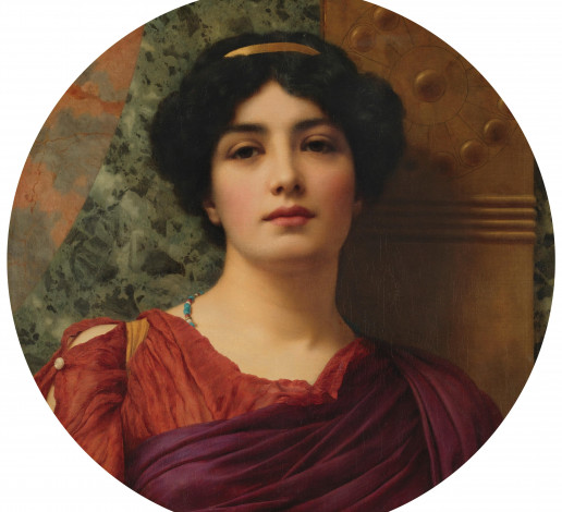 Обои картинки фото созерцание, рисованное, john william godward, женщина, портрет