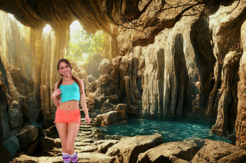 Картинка девушки riley+reid пещера улыбка шорты топ