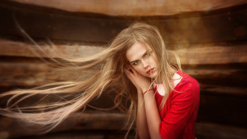 Картинка девушки -+блондинки +светловолосые блондинка длинные волосы красное платье
