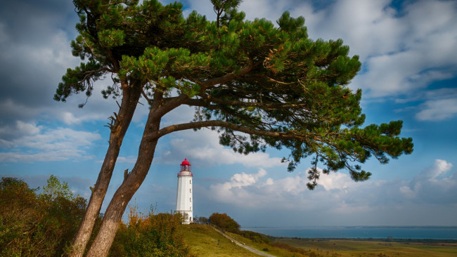 Обои картинки фото dornbush lighthouse, hiddensee island, germany, природа, маяки, dornbush, lighthouse, hiddensee, island