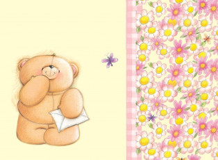 Картинка рисованное мишки+тэдди мишка конверт бабочка цветы