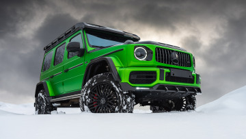 Картинка автомобили mercedes-benz amg g-63 inferno 4x4 suv green winter зима снег