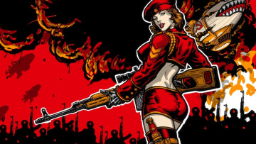 Картинка видео+игры command+&+conquer +red+alert+3 девушка оружие дирижабль отряд