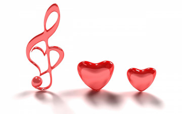 Картинка 3д графика romance музыка любви сердечки скрипичный ключ