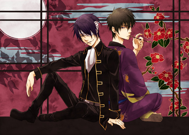 Обои картинки фото аниме, gintama, takasugi, shinsuke, hijikata, toshiro