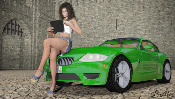 Картинка автомобили 3д автомобиль девушка