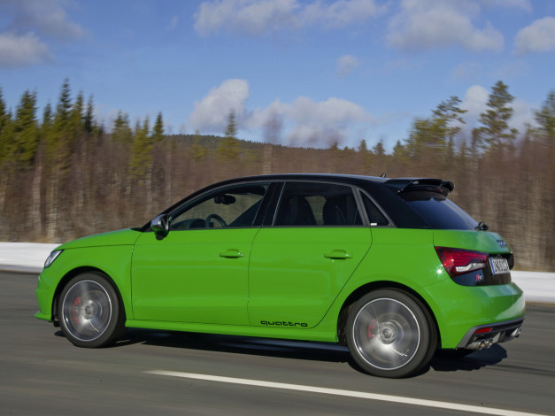 Обои картинки фото автомобили, audi, 2014, sportback, s1, зеленый