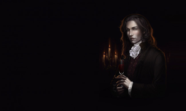 Обои картинки фото фэнтези, люди, fantasy, парень, кольцо, вампир, свечи, арт, diablera