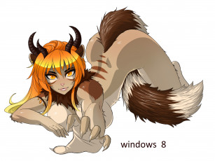 обоя компьютеры, windows 8, демон, фон, логотип