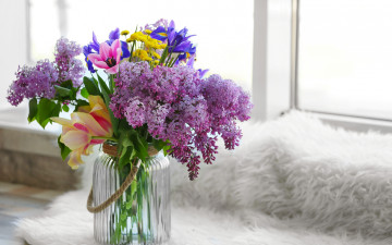Картинка цветы букеты +композиции lilac сирень весенние букет spring flowers ваза