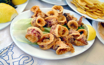 Картинка еда рыбные+блюда +с+морепродуктами греческая кухня кальмар
