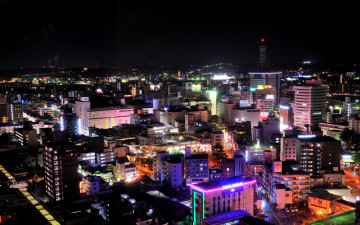 Картинка города огни ночного oita+city japan