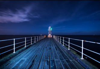 Картинка пейзаж природа маяки маяк пирс ночь море