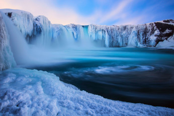 Картинка godafoss iceland природа водопады лёд зима исландия годафосс