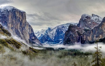 Картинка природа горы снег туман