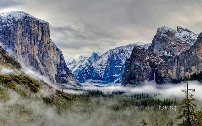 Обои картинки фото природа, горы, снег, туман
