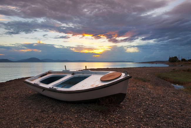 Обои картинки фото корабли, лодки, шлюпки, греция, море, закат
